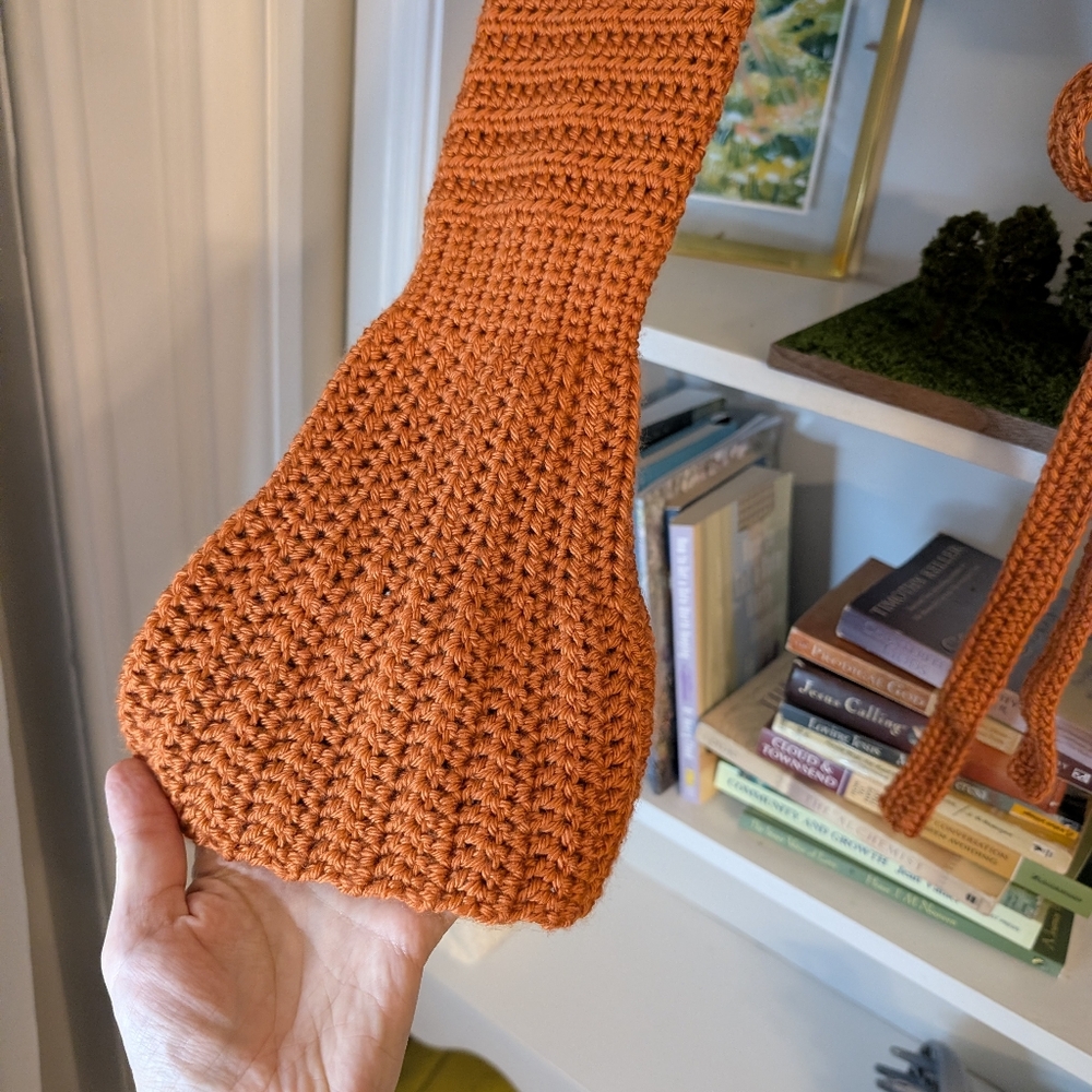 Handmade Women's Bolero Corchet Tie Up Cardigan Bell Sleeves Orange Knit Medium - Picture 2 of 4